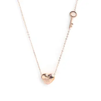 Doreen Box 316 naszyjnik ze stali nierdzewnej list serce klucz dla eleganckich pań moda biżuteria 40 cm(15 6/8