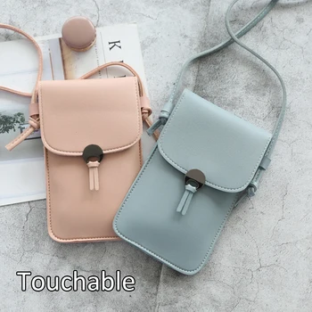 Dotykowy 2020 New Solid Color Ladies Touch Screen Mobile Phone Bag Torba Na Ramię Messenger Bag Fashion Wild Small Pouch