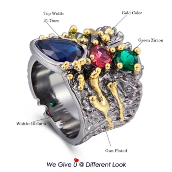 DreamCarnival1989 преувеличенная osobowość kolorowe Cyrkon pierścień dla kobiet obrączki ślubne biżuteria gruby projekt pierścienia WA11757