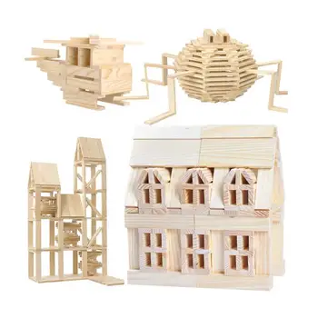 Drewniana konstrukcja modelu budynku z cegły bloki, plac inteligentna zabawka 100 drewniana deska DIY Set Play With Friend Kids Gift