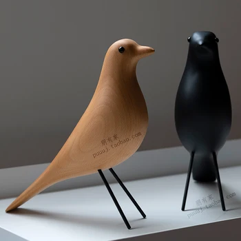 Drewniane figurki ptaków połowy wieku dom ptak zwierzę pomnik Gołąb świata Europejska maskotka domowy bar z kawą wystrój dekoracyjny