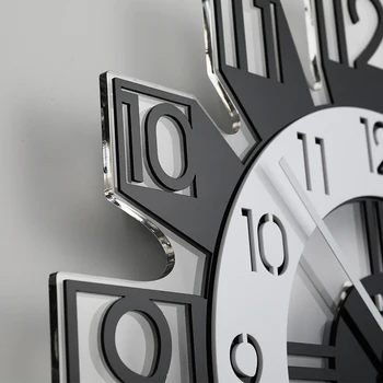 Duża Geometria Dwuwarstwowe Ciche Zegar Ścienny Nowoczesny Design Kwarcowy Zegar Wiszący Home Decor Biały Zegar Ścienny Z Naklejkami Ściennymi