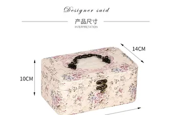 Dwuwarstwowa wielofunkcyjne pudełko biżuteria sztuczna skóra drukowanie dużej pojemności pierścień naszyjnik bransoletka kosmetyczne przenośna skrzynia do przechowywania
