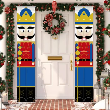 Dziadek do orzechów żołnierzy banner ozdoba choinkowa dla domowej drzwi kurtyna wisi tkanina ganek znak otwarty Świąteczny wystrój Nowy rok Natal
