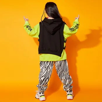 Dziecko hip-hop odzież bluza bluzka top bez rękawów kurtka Zebra print meble odzież Spodnie dla chłopca dziewczyny Jazz dance garnitur odzież