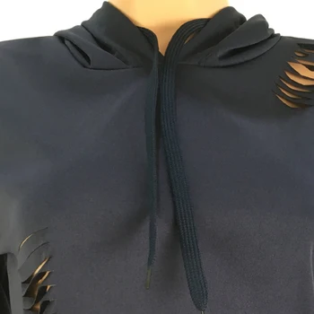 Długi rękaw zestaw dwuczęściowy bluza podarte spodnie jogging kobiety strój sportowy wyciąć otwór bluza 2 szt zimowy strój stroje odzież