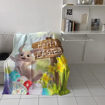 Easter Bunny gospodarstwa jaja rzucić koc sofa rzucić koc dziecko dorosły ciepły koc na łóżku koral polar tkanina