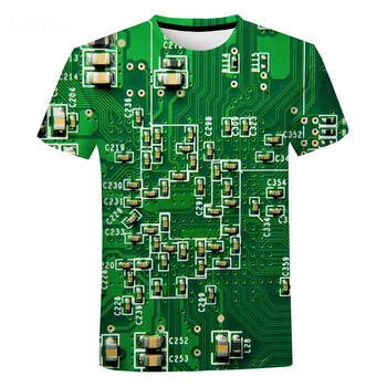 Elektroniczny chip 3D drukowanie t-shirt unisex moda casual z krótkim rękawem t-shirt mężczyźni Harajuku meble ubrania hip-hop t-shirt