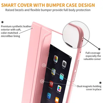 Etui do Apple iPad Mini 4 3 2 1 Case Slim Fit sztuczna skóra miękka silikonowa tylna potrójna podstawa Smart Cover do ipada Mini 5 Case 2019