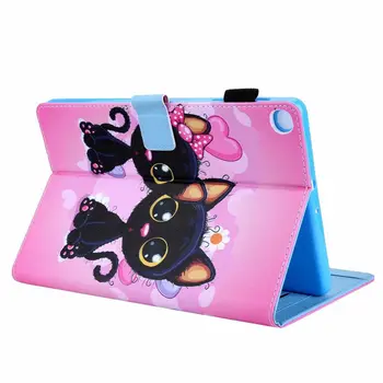 Etui do Samsung Galaxy Tab A 2019 10.1 inch T510 T515 SM-T510 T515 Cover Funda Tablet Fashion Painted Black Cat Shell Stand