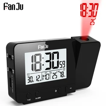 FanJu FJ3531B zegar Projekcyjny tenis biurko Led cyfrowy drzemka, budzik, podświetlenie projektor zegar z projekcją czasu, temperatury
