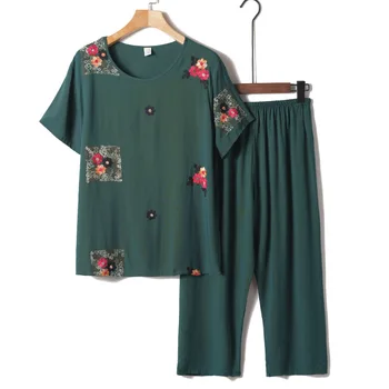 Fdfklak nowa dostawa Damskie piżamy zestaw piżamy dla kobiet bawełna wydruku kwiat piżamy letnie temat piżamy domu, duża XL-4XL