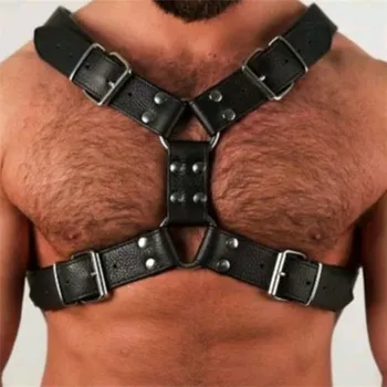 Fetysz mężczyźni skóra jest gejem szelki regulowane paski sexy ciało bondage chest harness pasek erotyczny rave gej odzież dla dorosłych seksu