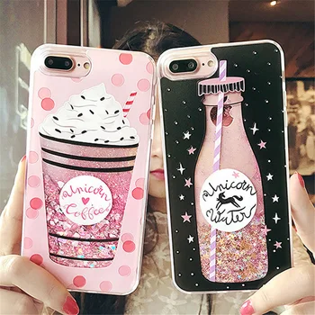 Flamingo Quicksand Phone Case For iphone 11 Pro Max 6s 7 8 Plus Bling Dynamic Love Hearts For iphone X Xr Xs Max case tylna pokrywa