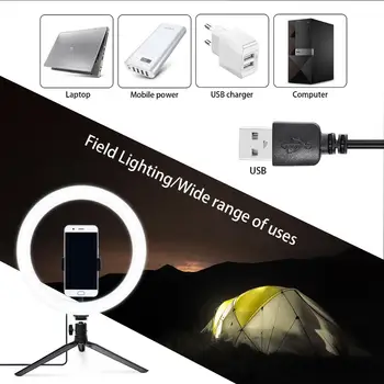 Fosoto 12 cm 30 cm Led Selfie Ring light port USB fotograficzny oświetlenie z podstawką do statywu na telefon Youtube makijaż film Studio