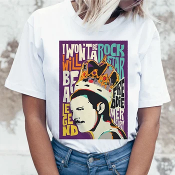 Freddie Mercury Queen Band T Shirt Women Harajuku Vintage Ullzang T-shirt Fashion Tshirt 90s Graphic Rock Top Tees Female