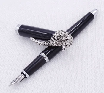 Fuliwen Sowa długopis Eagle Head Clip Medium Nib 0.7 mm , niepowtarzalny styl jasny czarny kolekcja prezent uchwyt do biurowego firmy
