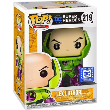 Funko Pop Lex Luthor winylu lalki #219 DC superbohaterowie akcją zabawki figurki brinquedos kolekcja model dla dzieci prezenty z skrzynią