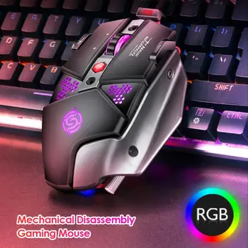 G9 Gaming Mouse USB Wired Mouse 6400 DPI 8 przycisków RGB podświetlenie metalowa podstawa czarno szara mysz do laptopa PC gamer