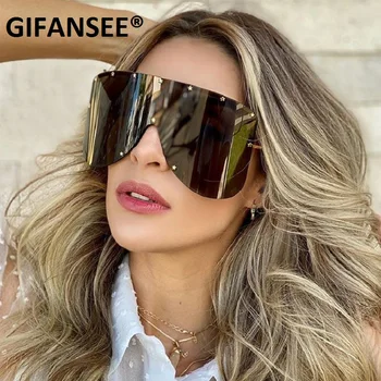 GIFANSEE tarcza przyłbica Maska okulary Kobiety mężczyźni 2020 oversize vintage, odporny na wiatr punkty One kapele grały Big Frame okulary okulary