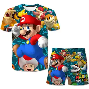 Gorąca wyprzedaż!!! 2020 Summer Mario style Children clothing sets Baby boys girls t-shirt+spodenki spodnie dres odzież dziecięca