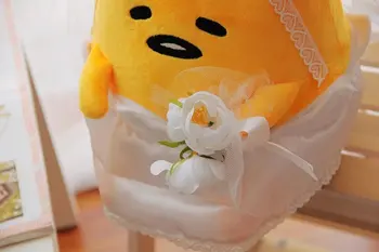 Gudetama ślub lalka Gudetama pluszowe zabawki ładny żółtko nadziewane prezent dla panny młodej i pana młodego, wesele dekoracja