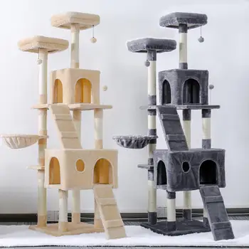 H176cm Pet Cat Tree House Mieszkanie zabawka Когтеточка dla kotów drzewo Wspinaczka drzewo kot drzewo wieży meble szybka wewnętrzna wysyłka