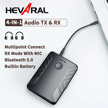 HEVARAL Bezprzewodowy Bluetooth odbiornik TV nadajnik do słuchawek podłącz dwie Bluetooth słuchawki Stero Audio RX z mikrofonem