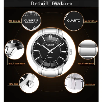 HOT Zegarki CURREN Men Analog Quartz Clock Fashion Stainless Steel Top Brand Business zegarek dla mężczyzn Relogio Masculino Hour