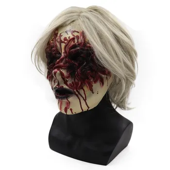 Halloween horror realistyczna Maska potwora Krwawa Maska zombie z włosami cosplay obrzydliwe rot osoba straszny bal Przebierańców Маскер