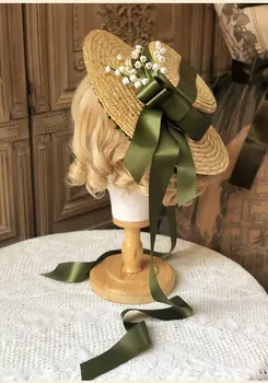 Handmade serii drobnych rzeczy retro Lolita słomkowy kapelusz elegancka impreza Mori Dziewczyna kwiat бандж cebula Bnt taśma do włosów Spinka nakrycie głowy