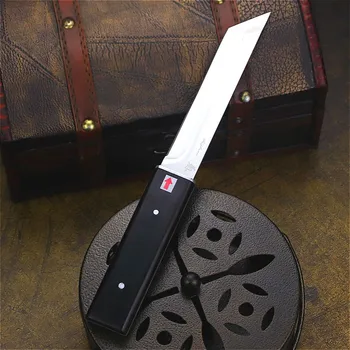 Heban japoński samuraj D2 stalowy prosty nóż, odkryty taktyczny nóż, camping nóż do samoobrony, otwarty nóż ratunkowy