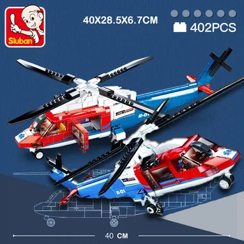Helicopter S76D Maritime Rescue Emergency Rescue ModelBricks 402PCS Building Block Figures Assembly Toys For Children Gift