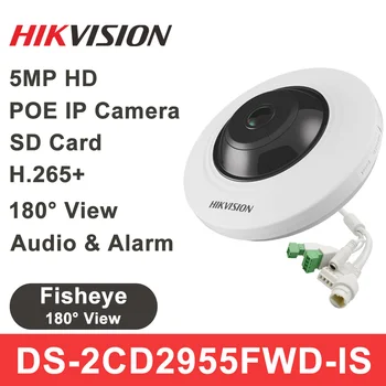 Hikvision kamera IP panoramiczny DS-2CD2955FWD-IS 5MP H. 265+ Fisheye obiektyw kamera sieciowa POE SD gniazdo kart 8m IR IVS ROI IPC
