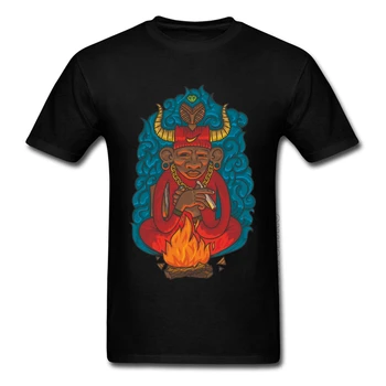 Hip-hop t-shirt Funny Smoker Fiery Shaman All Cotton Adult Tops Shirt Classic Short Sleeve T-Shirt Drop Shipping Print Men Tees