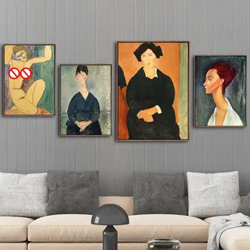 Home Decor Canvas Print Art Wall Pictures Plakat, Druk Na Płótnie Obrazy Włochy Amedeo Modigliani, Portret 3