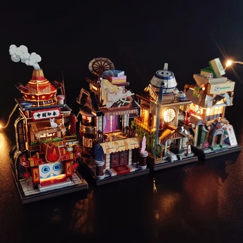 Hot pot shop puzzle 3D Metal assembly model Chinese style Mahjong Hall Hanfu Creative handmade toys prezenty dla dzieci