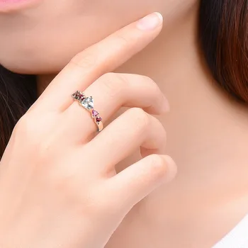 Hutang Gemstone Jewelry Naturalny Akwamaryn Solidny Pierścień Srebro 925 Ślub Eleganckie Kamienne Ozdoby Do Marca Prezent Na Urodziny