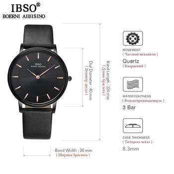 IBSO Business Fashion kwarcowe zegarki męskie skórzane zegarek Relogio Masculino 2019 nowe prezent zegarek zegarek dla mężczyzn #S8610G