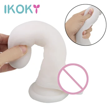 IKOKY Super miękki dildo erotyczne sex zabawki dla kobiet damska masturbacja symulacja fałszywy penis realistyczny wibrator