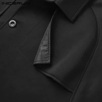 INCERUN moda męska jednorzędowy płaszcz peleryny osób temat klapy szyi poncho 2021 jesień jednolity kolor kurtka płaszcz plus size