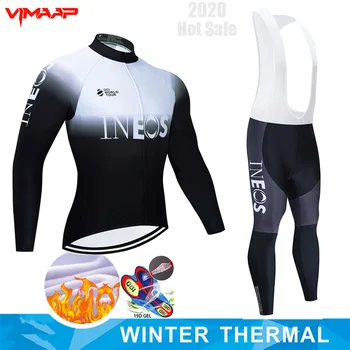 INEOS 2020 zimowy флисовый rowerowa odzież z długimi rękawami odzież dla roweru górskiego jesienna rowerowa Jersey odzież Maillot Ropa Ciclismo