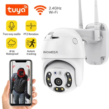 INQMEGA TUYA PTZ Ip Camera Wifi CCTV Surveillance Outdoor 1080P 3MP Wireless Security Cam Video Auto Tracking Camera Light