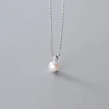 INZATT Real 925 srebro perły Cyrkon naszyjnik Naszyjnik dla kobiet partii minimalistyczny wykwintne biżuteria słodkie akcesoria