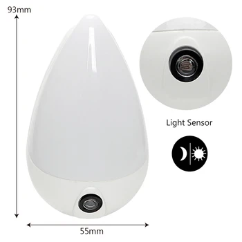 ITimo plac sypialnia lampa LED Night Light Smart Light Sensor Drops Plug lampa woda ścienne gniazdko obrót 90 Forma 1w stopień