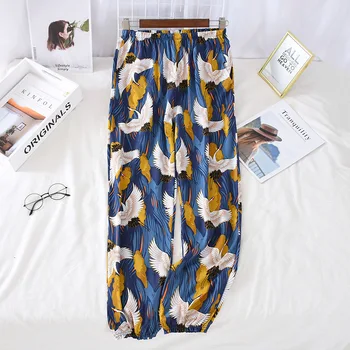 Japoński styl bawełniane spodnie damskie wiosna i lato cienki plasterek bawełna wielobarwne spodnie piżamy spodnie антимоскитные