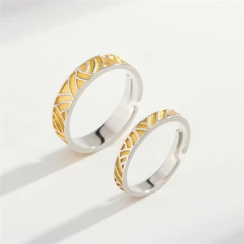Jedyna pamięć Żółta kropelkowe glazura wątek faliste słodka romantyczna para pierścień 925 srebro kobiet zmienne wymiary otwierający pierścienie SRI453