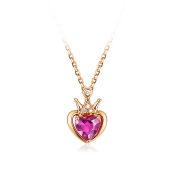 Jellystory Luxury 925 Silver Heart-shaped Amethyst Pendant Naszyjnik Crown kształcie Jewelry for Women Wedding Party Gifts hurtowych