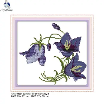 Joy Sunday Lily of the valley and cake series Liczone 11CT Printed Fabric 14CT Canvas DMC Chinese DIY Hand Cross-stitch set