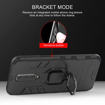 KEYSION Armor dla Xiaomi Pocophone F1 Case odporna na wstrząsy PC+TPU ochronna tylna pokrywa dla Poco F1 Case Magnetyczny uchwyt Pierścieniowy uchwyt